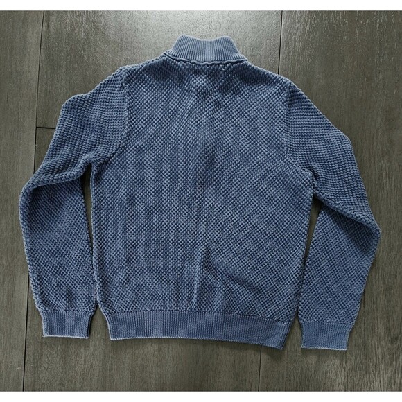 Vineyard Vines Sweater Boys Blue 1/4 Zip Whale Logo Preppy Size S Waffle Knit - Picture 7 of 7